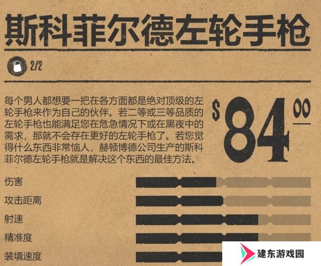 《荒野大镖客2》斯科菲尔德左轮强度介绍